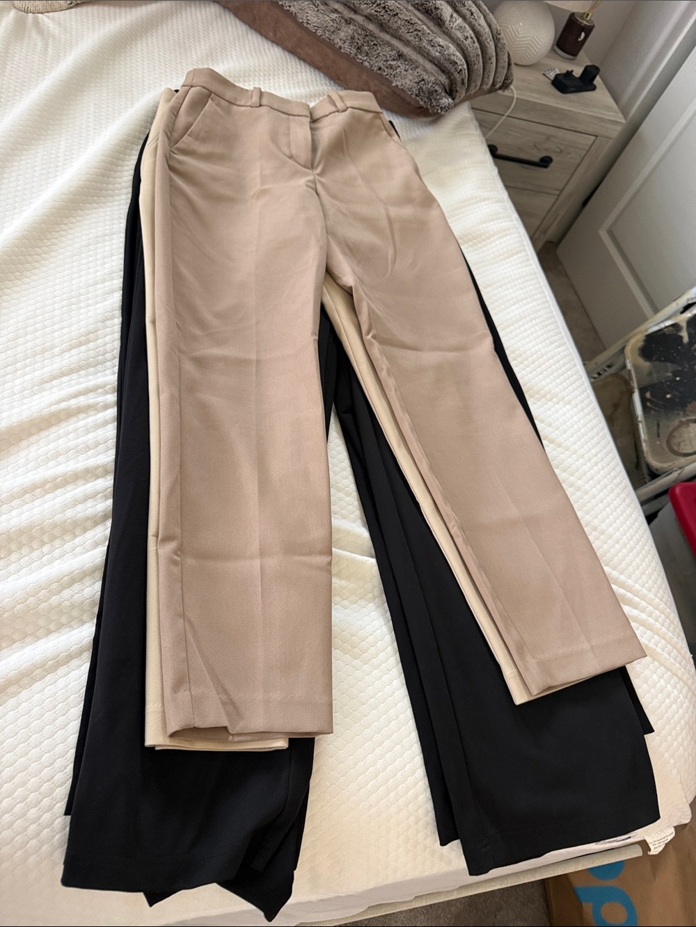 7 pairs of Women's Black and Tan Trousers closet clean out!!